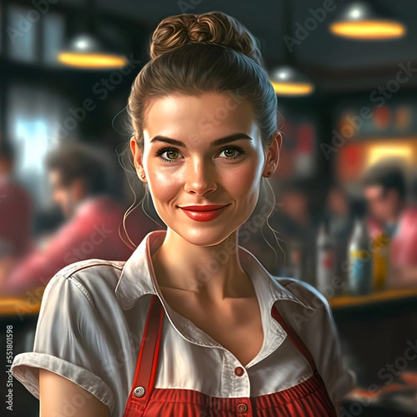 Obraz A cute waitress in the pub