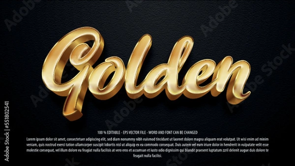 Fototapeta Gold 3d style editable text effect