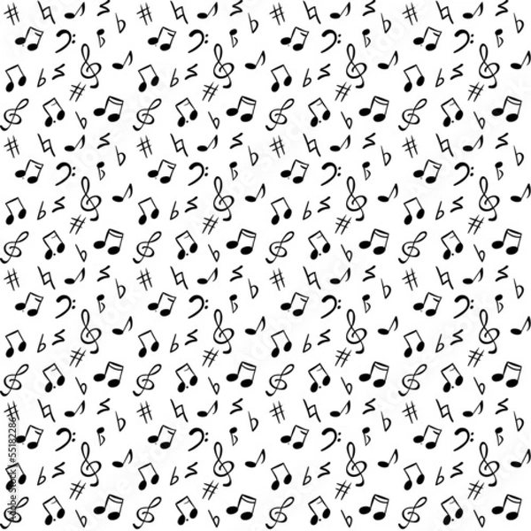 Fototapeta Seamless abstract pattern with music notes and elements, vector