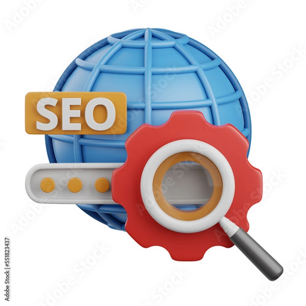 Obraz 3d rendering seo isolated useful for marketing, advertising, advertisement and promotion design