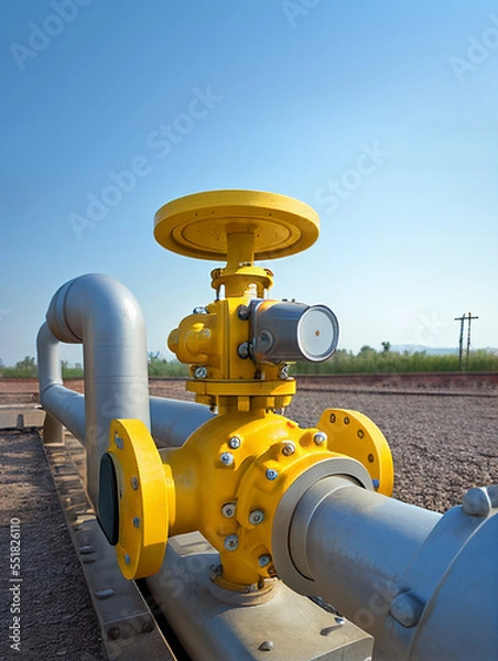 Obraz gas and oil pipeline transport tube with valve
