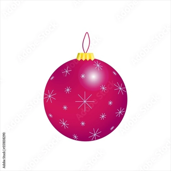 Fototapeta Festive Christmas and New Year background. A red ball for the Christmas tree. Illustration.