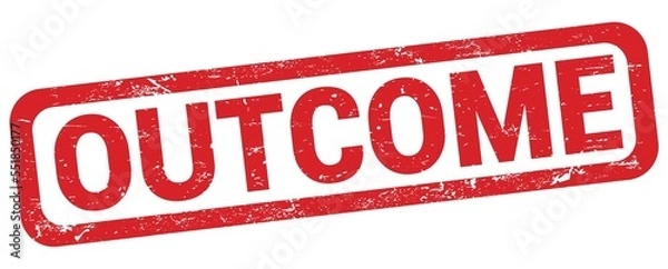 Fototapeta OUTCOME text written on red rectangle stamp.