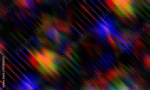 Obraz Fast-moving digital colors in blurry stripes, diagonal orientation, with dark colorful shades of green, blue, gold, and purple. Movement, speedy color gradient, abstract background artwork wallpaper.