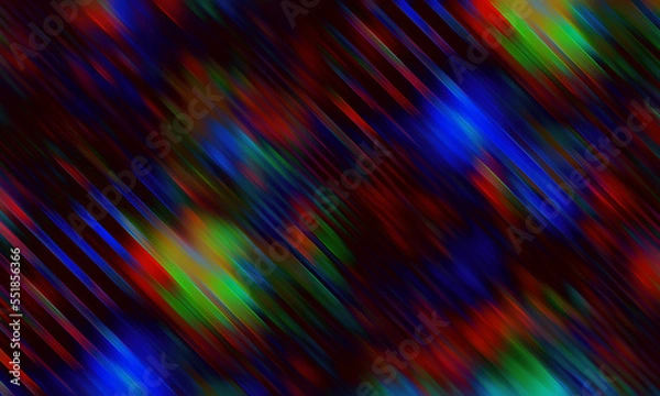 Obraz Fast-moving digital colors in blurry stripes, and diagonal orientation, with dark color shades of green, blue, gold, and purple. Movement, speedy color gradient, abstract background artwork wallpaper.
