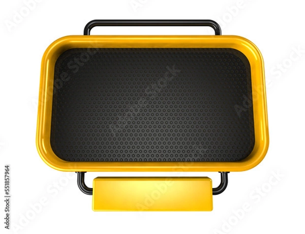 Obraz Yellow and metal panel with grid in 3d render