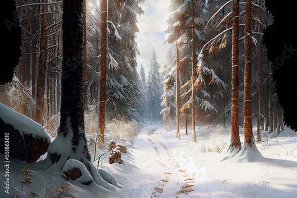 Obraz forêt en hiver