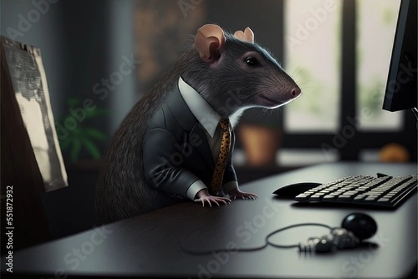 Fototapeta Digital illustration about animal in the office.