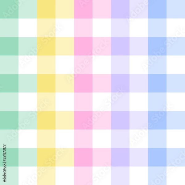 Fototapeta Cute Pastel Square Rainbow Abstract abstract Shape Element Gingham Checkered Tartan Plaid Scott Seamless Pattern Cartoon Vector Illustration Print Background Fashion Fabric Picnic