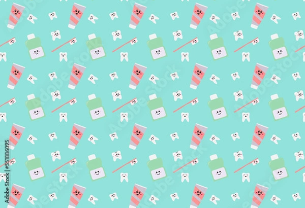 Fototapeta seamless pattern for dentists, dental elements, teeth