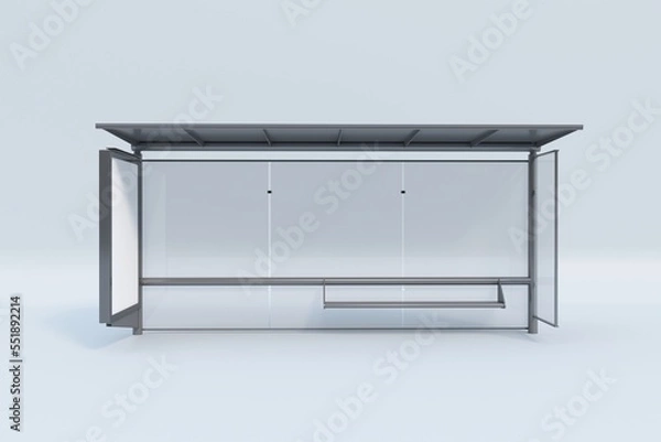 Obraz Modern Bus stop Mockup isolated on white background, 3D Rendering