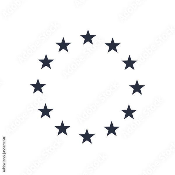 Fototapeta Graphic element with stars arranged in a circle. Vector round template for the emblem isolated on white background. Flat simple stars