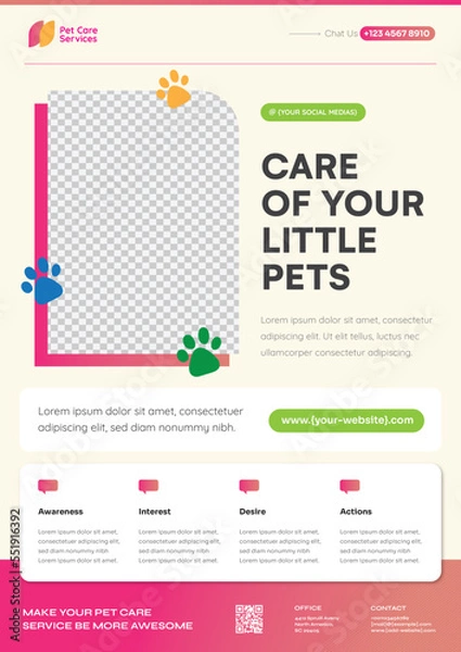 Fototapeta Pet Care Service Multipurpose A4 Printing Flyer - Best for BTL promotion or else Style 10