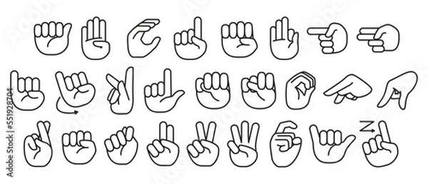 Fototapeta Vector Set Hands Set Sign Language Alphabet.