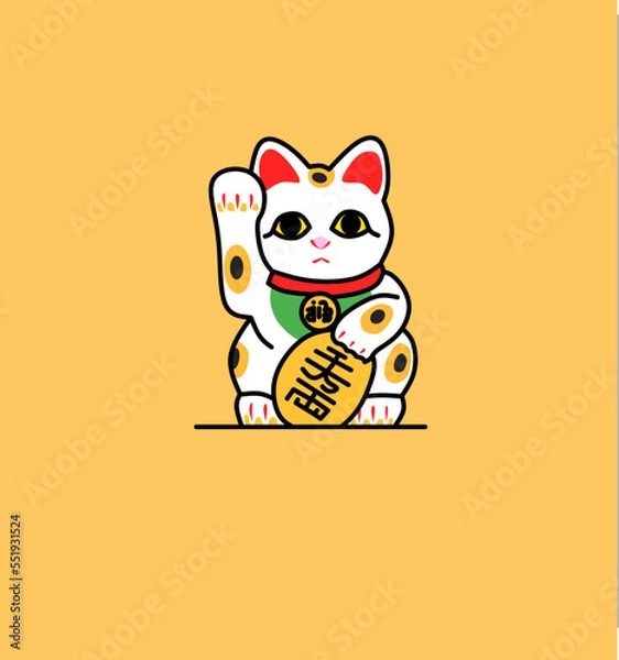 Fototapeta illustration vector graphic of lucky cat maneki neko perfect for logo, icon, design, poster, flyer, and advertisement 