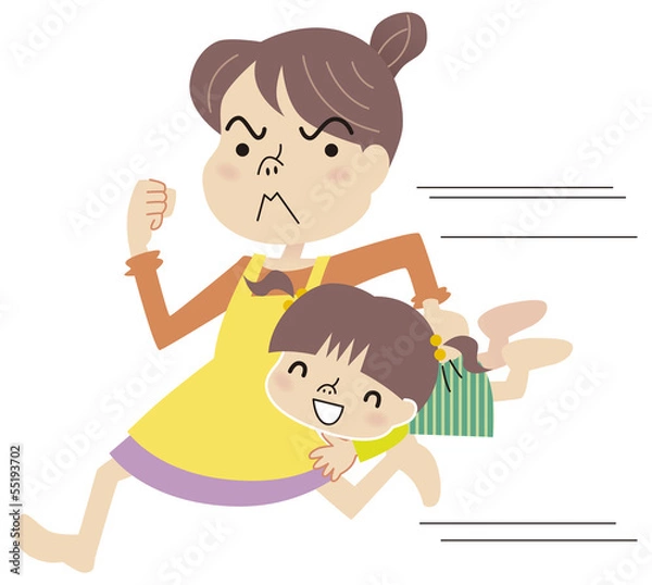 Obraz 娘を持ち運ぶ母親