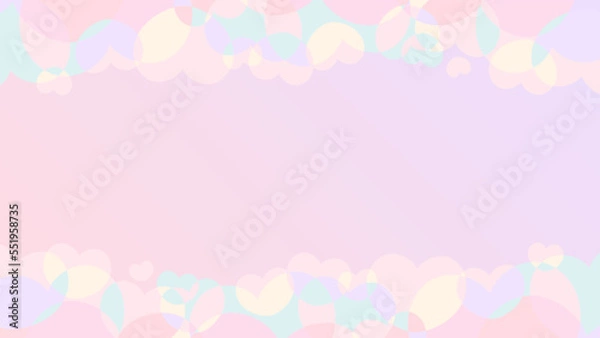 Fototapeta ゆめかわパステルカラーの背景イラスト　ピンクと紫色のハートのフレーム