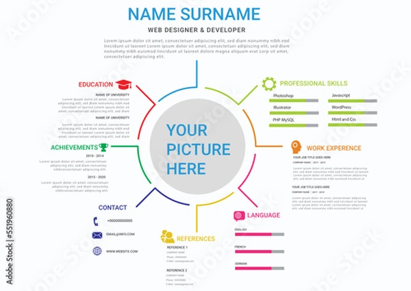 Fototapeta Creative vector resume template