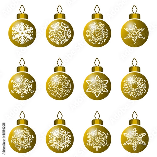 Obraz golden christmas balls set