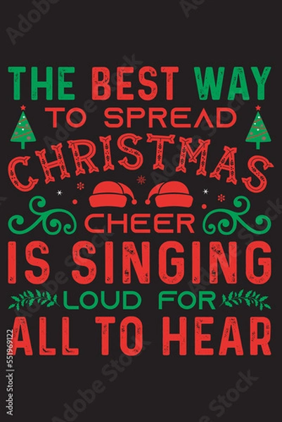 Fototapeta Christmas Typography Vector T Shirts Design Template.