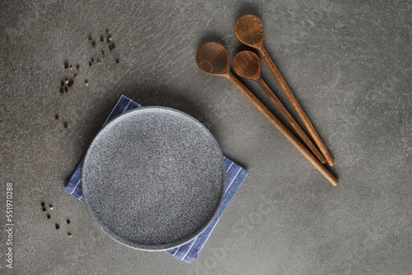 Fototapeta Stone plate on gray surface