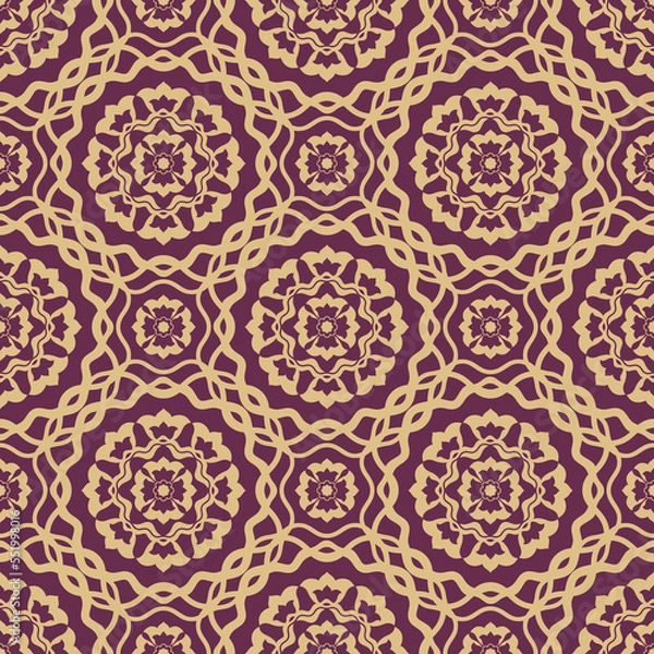 Fototapeta Seamless oriental luxurious vector damask pattern in Ottoman Style with Islamic stylized flower motifs. Use for fabric prints, weaving, knitting, home decoration, fashion design and bedding.
