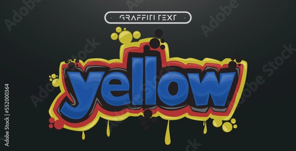 Fototapeta YELLOW Graffiti text effect, editable spray and street text style