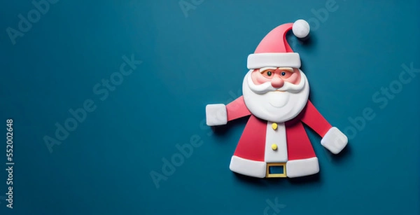 Fototapeta Père Noël tenant une pancarte vierge ou un carton blanc pour ajouter un message promotionnel. Illustration facilement personnalisable pour créer une conception graphique unique.
