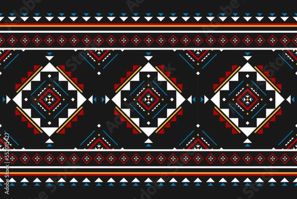 Obraz Carpet ethnic tribal pattern art. Geometric ethnic seamless pattern in tribal. Mexican style. Design for background, illustration, rug, fabric, clothing, carpet, textile, batik, embroidery.