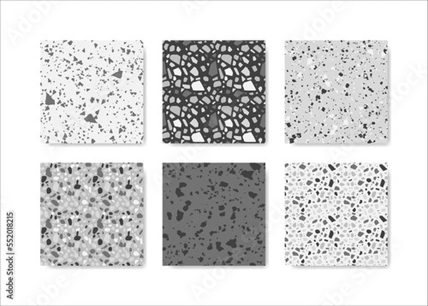 Fototapeta Set of terrazzo seamless patterns. Terrazzo floor pattern. Terrazzo seamless pattern. Collection of terrazzo pattern