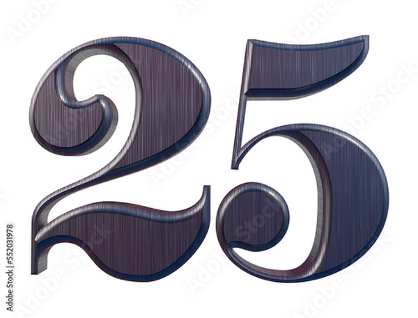Obraz Isolated Logo of Alphabet 25, Silver Jubilee Anniversary. Gold Metallic 3D Render Illustration.
