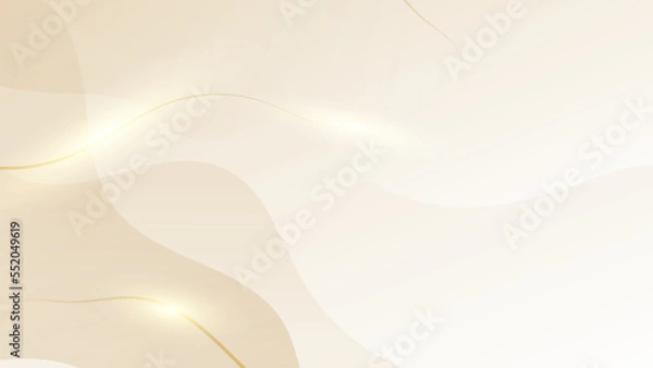 Fototapeta Abstract golden background with white and beige luxury glitter shapes. Golden lines luxury on cream color background. Gold elegant realistic paper cut style 3d. Vector illustration