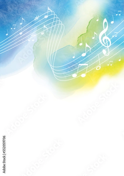 Obraz Music watercolor background for use as a template for flyer or for use in web design.