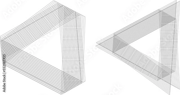Fototapeta Illustration with lines. Black and white vector. Pattern with corners. Abstract triangle