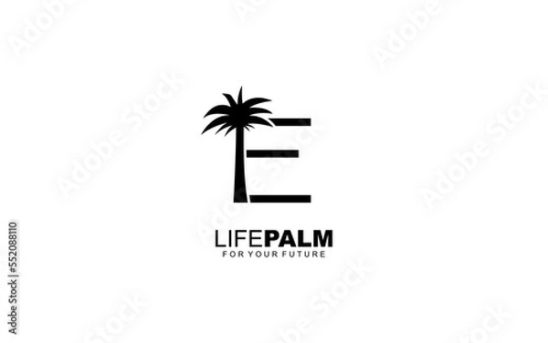 Fototapeta E logo PALM for identity. tree template vector illustration for your brand.
