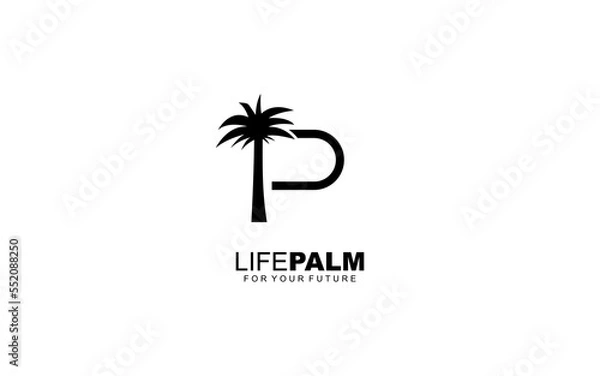 Fototapeta P logo PALM for identity. tree template vector illustration for your brand.