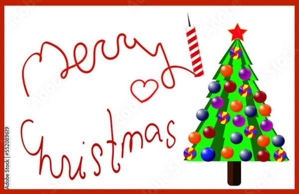 Obraz New year and merry christmas tree
