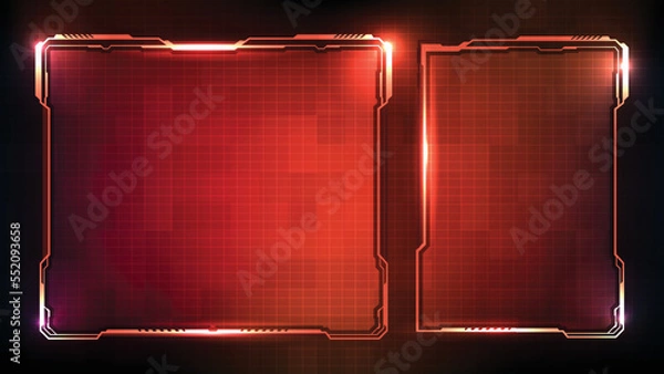 Fototapeta abstract futuristic background of red glowing technology sci fi frame hud ui