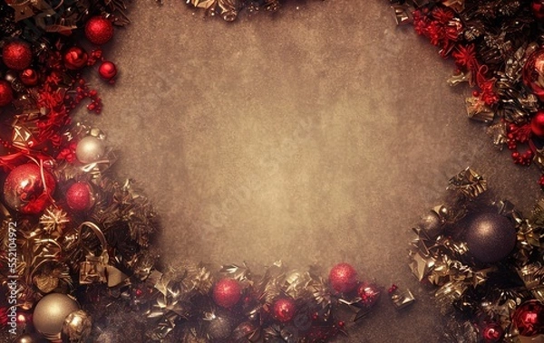 Fototapeta Christmas scene and christmas tree with copy space