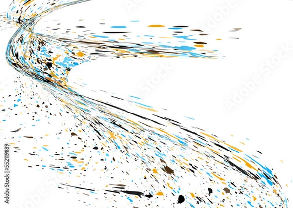 Fototapeta Multi-colored dust particles and debris, paint splashes, strokes are carried by the wind. Murmuration. Design template for the design of banners, posters. EPS 10
