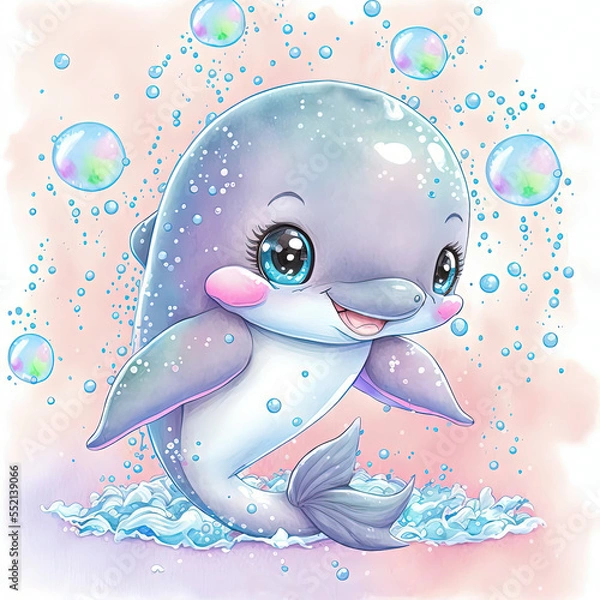 Fototapeta dolphin in the water with bubbles