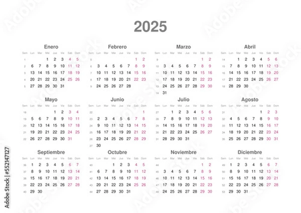 Fototapeta Kalender 2025, spanisch, Querformat