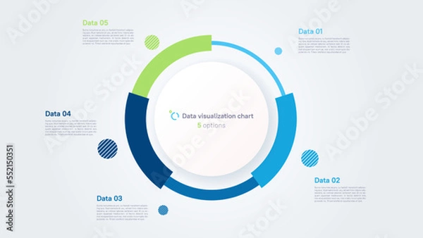 Fototapeta Vector pie chart infographic template in the form of pie chart divided by 5 parts
