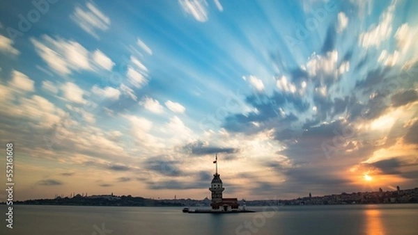 Fototapeta sunset over the river