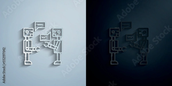 Fototapeta Artificial intelligence conversation concept line paper icon with shadow vector illustration