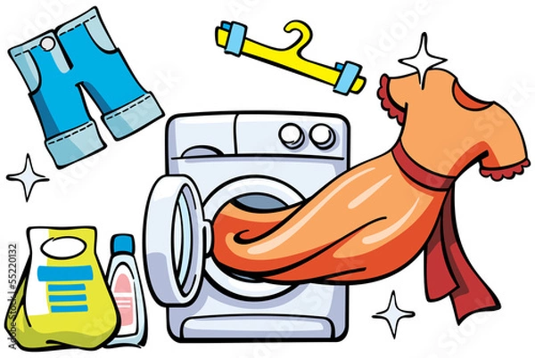 Obraz clean clothes and washer