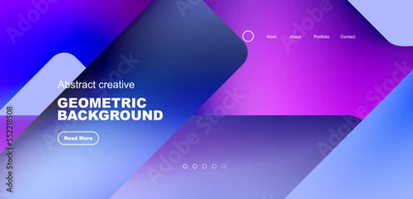 Obraz Triangles with fluid colors geometric abstract background. Techno or business concept, pattern for wallpaper, banner, background, landing page