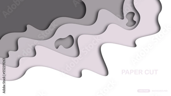 Obraz Paper cut background with wavy layers in magenta. Abstract design for brochure, flyer, magazine, business card, branding, banner, header, book cover, notebook vector background