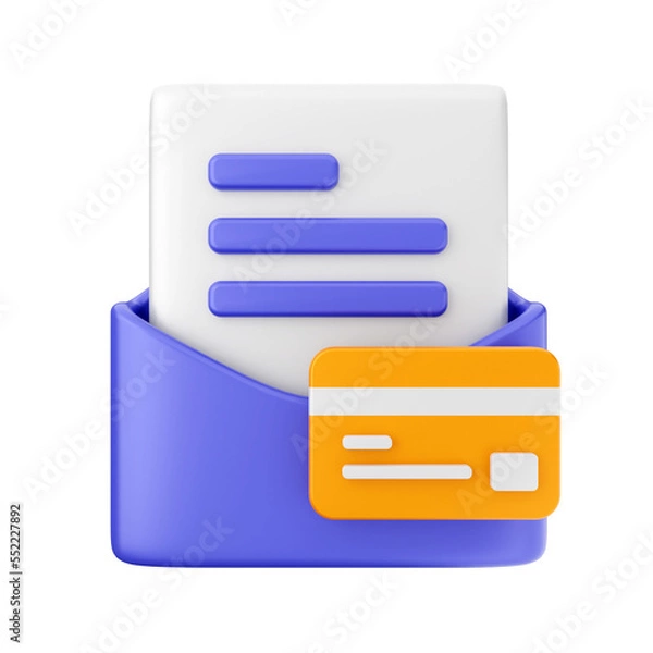 Fototapeta mail message email envelope icon illustration 3d render