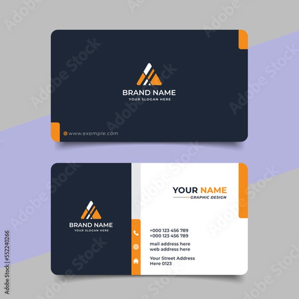 Fototapeta Yellow modern creative business card and name card horizontal simple clean template vector design